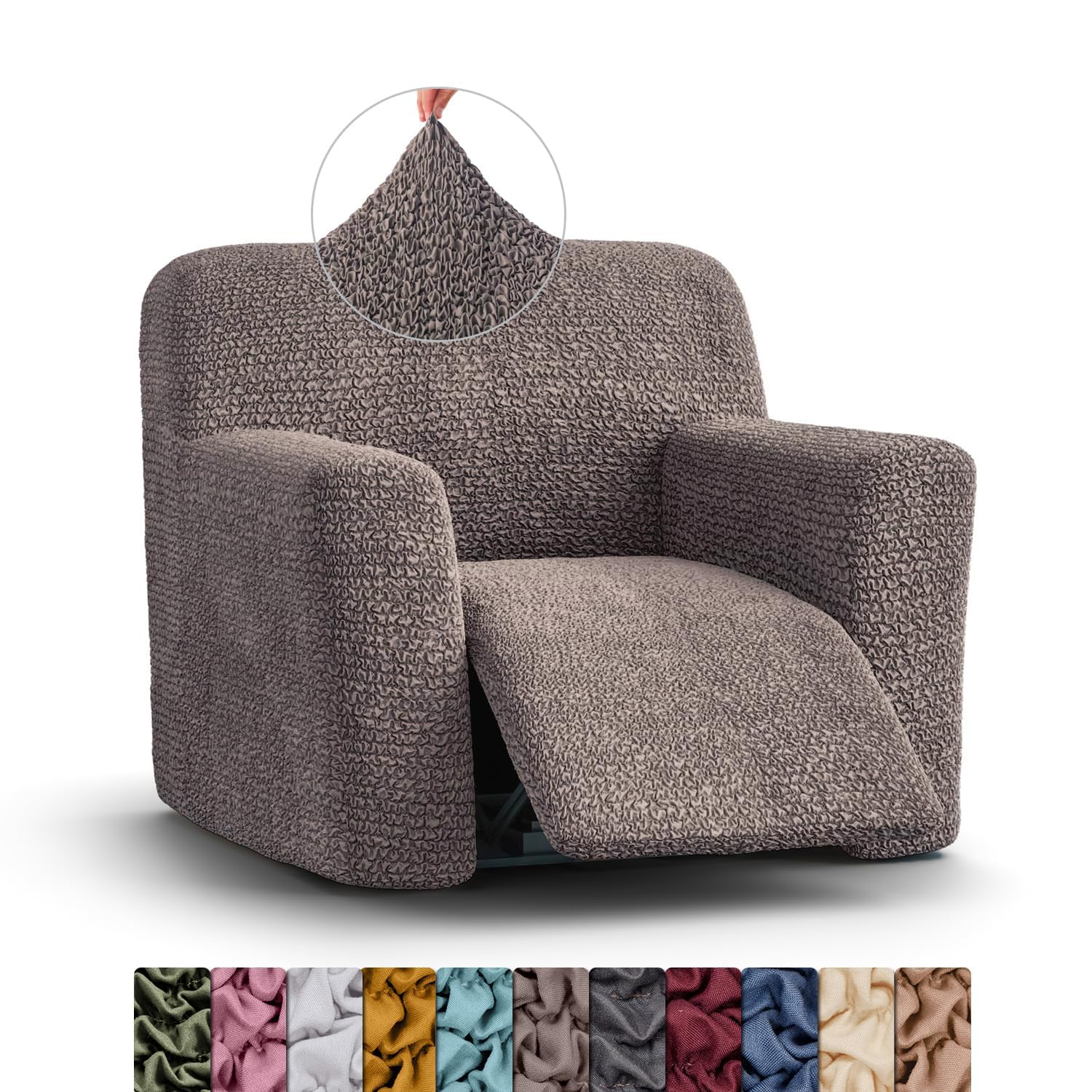Menotti 3 Seater Couch Cover - Sofa Cover - Sofa Protector - Soft Polyester Fabric Slipcover - 1-Piece Form Fit Stretch Elastic Stylish Furniture Cover - Microfibra - Grey (3 Seater) — view 12