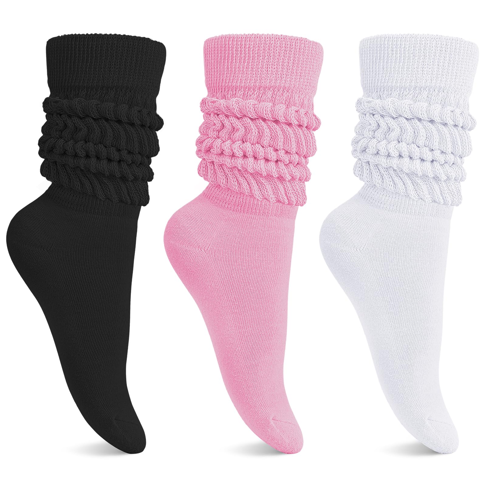 HASMES Slouch Socks Women 3 Pair Pack,Scrunch Socks,Knee High Slouchy Socks for Women Size 6-11