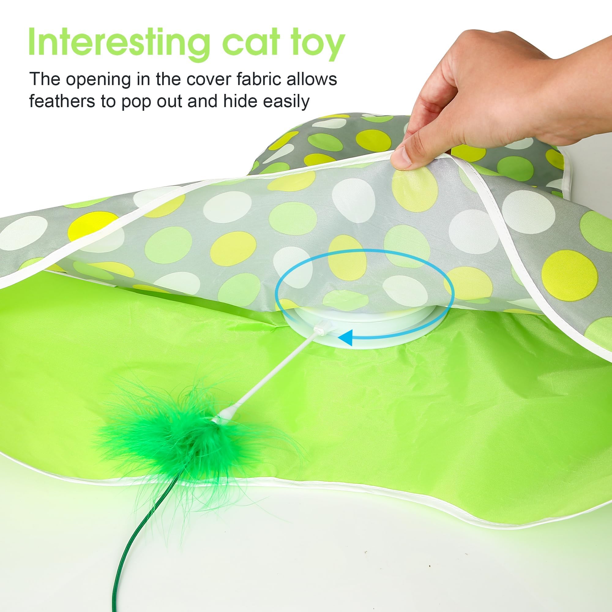 Juguete interactivo para gatos autoempleo, juguete eléctrico de inteligencia para gatos con plumas extraíbles, juego de captura automática de ratones, carga USB