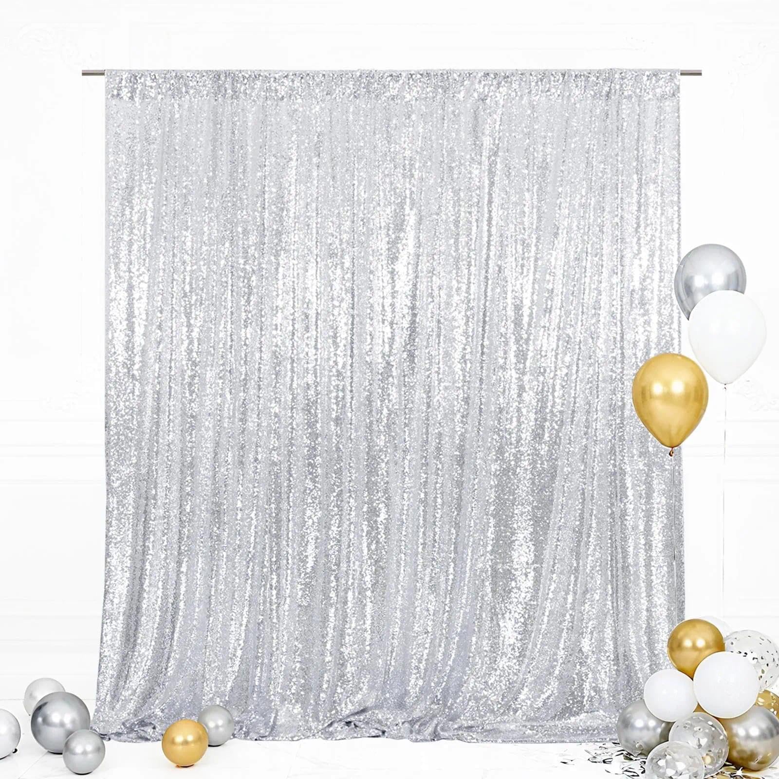 Eternal Beauty Toile de fond à paillettes argentées 213x213 cm pour fête, mariage, selfie, décoration de fond pour cabine photo, toile de fond pour séance photo de bébé, panneaux à paillettes