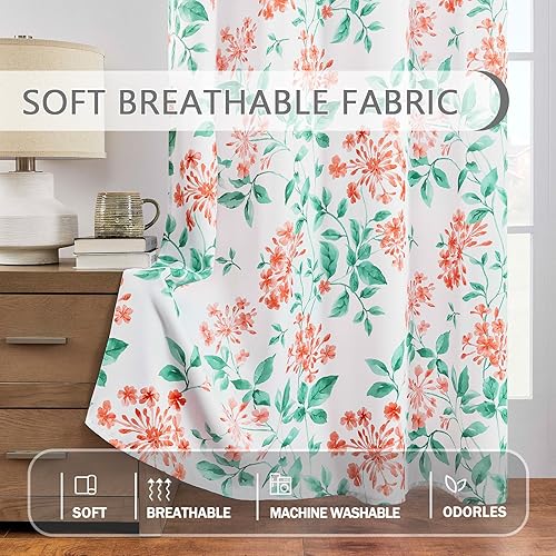Miniatura 6 de Cortinas florales de hortensias de 84 pulgadas de largo, con ojales impresos, para sala de estar, dormitorio, oscurecimiento de habitación, ahorro