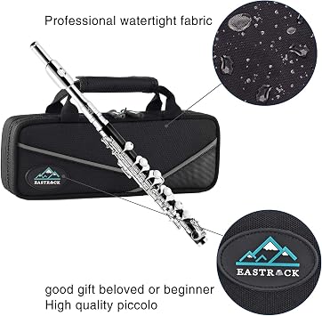 Eastrock Black Resin Piccolo Key of C 2-Piece Keys for Beginner, Kids, Student with Hard Case, Cleaning Rod, Cloth and Gloves
