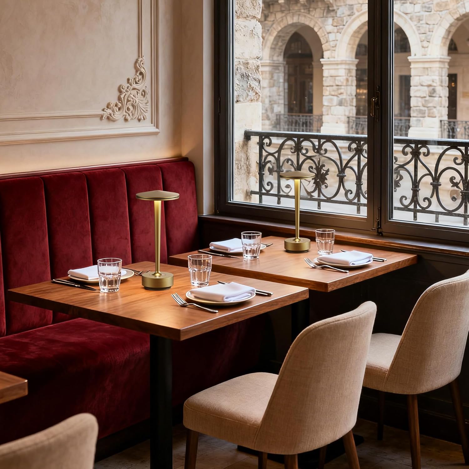 2pack Rechargeable Cordless Table Lamp, LED Portable Powered LED Battery Light 6000mAh USB Desk Lamp, for Restaurants Outdoor (2pack Titanium)