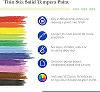 Vista 4 de The Pencil Grip Kwik Stix - Pinturas de témpera sólidas, bolígrafos de pintura Stix finos, secado súper rápido, 12 colores clásicos para niños