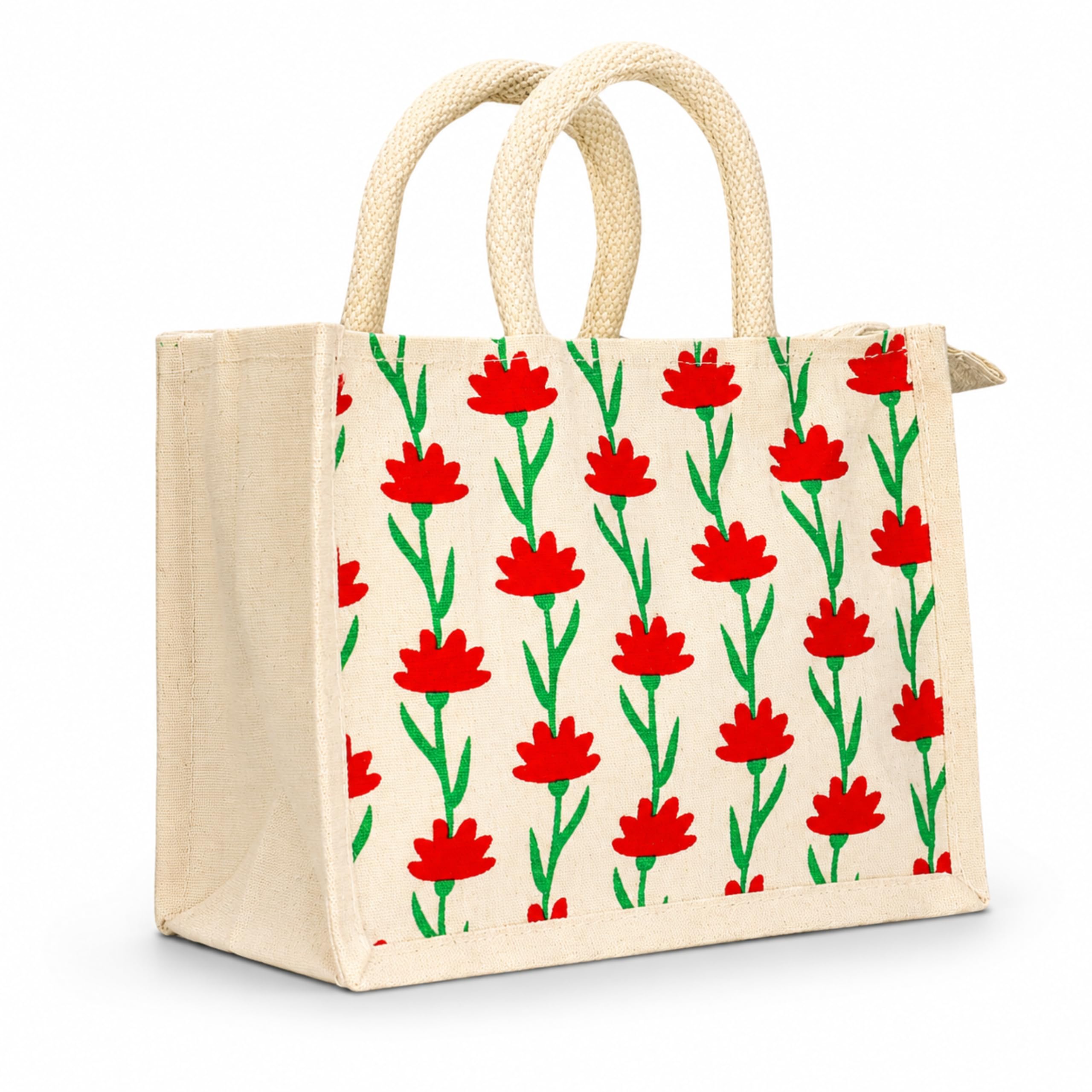 Jute Lunch Bag for Women & Men | Eco-Friendly Hand Carry Bag| Small Jute Bags with Zip Closure | Stylish Tiffin Office Picnic Gym Handbag-picture-34
