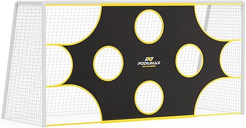 PodiuMax Soccer Net, with 10 Highlighted Scoring Zones, Portable Soccer Field Equipment, Backyard Shooting Training Football Goal Net