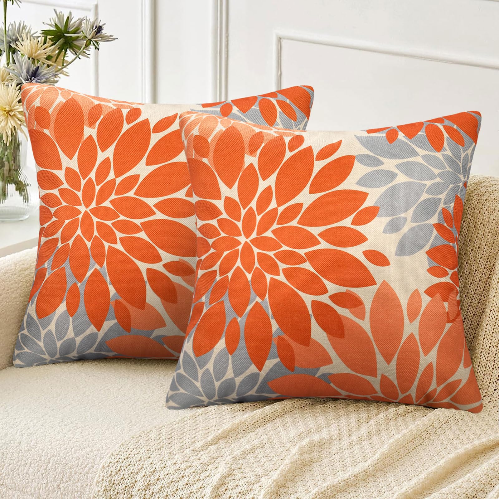Medicci Home Funda De Almohada Decorativa Oriental, Funda De Cojín Bordada Exquisita Floral De