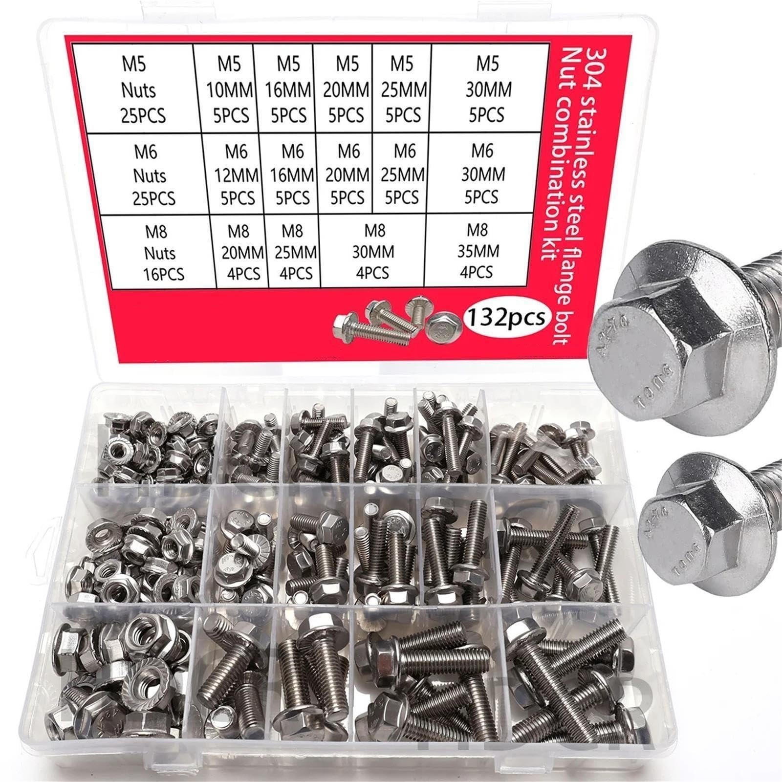 Bulloni e Dadi Set di bulloni e dadi esagonali da 132 pezzi