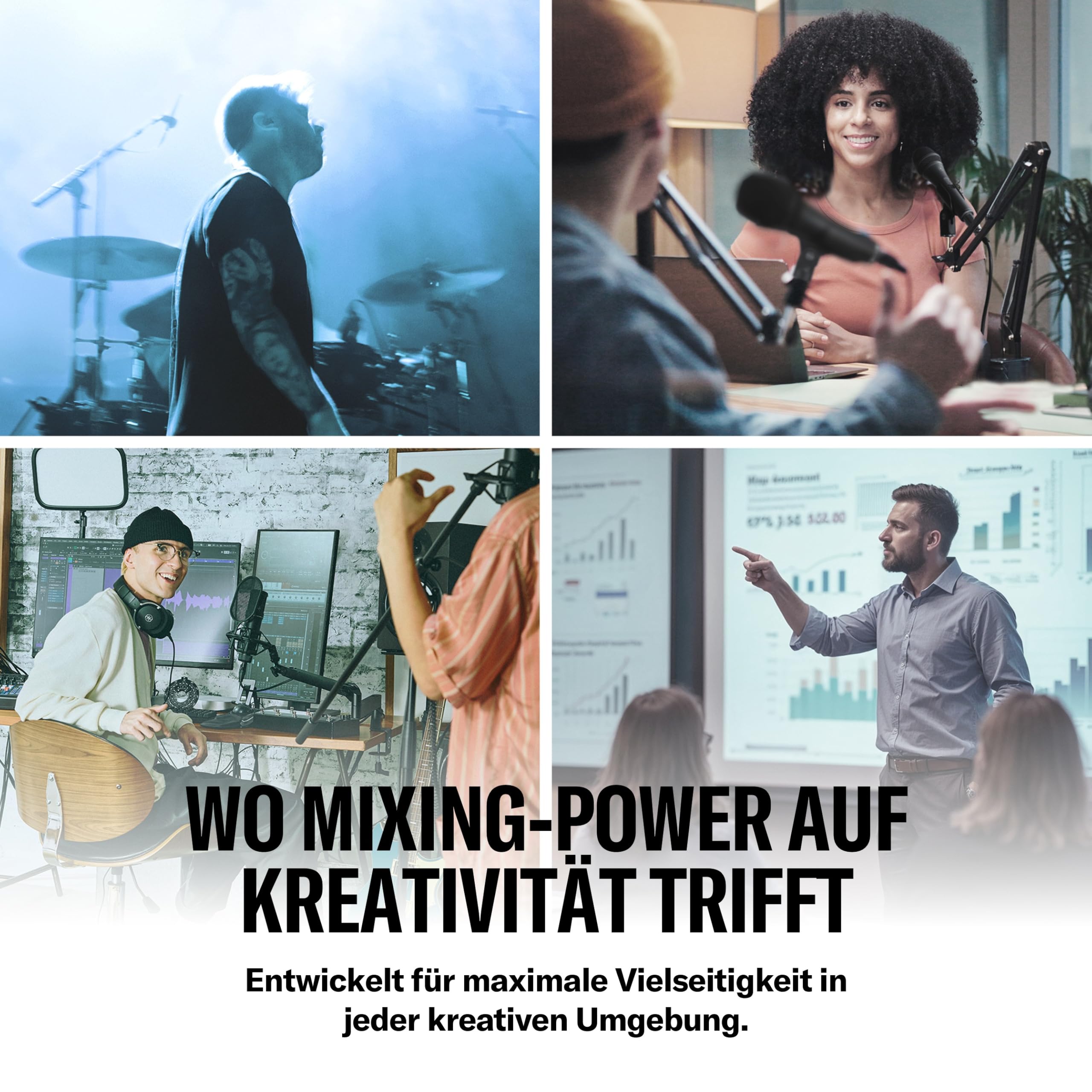 YAMAHA MGX12 Digitaler Audio-Mixer mit Touch-LCD, Bluetooth, Schwarz | Kompakter Audio-Mixer mit Dual-USB, microSD-Mehrspuraufnahme und intelligenten Audio-Tools