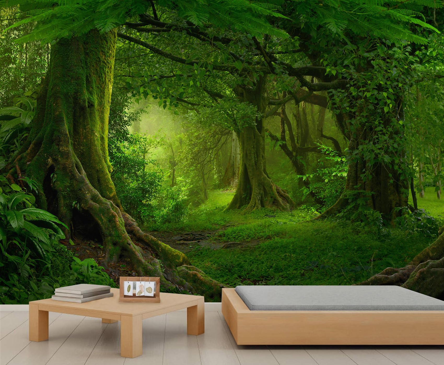 QDJKBL Natural Forest Wall Murals Tropical Rainforest Forest Wallpaper Mural Natural Scenery Big Trees Wallpaper for Living Room Bedroom Central Decoration 250 x 175 cm