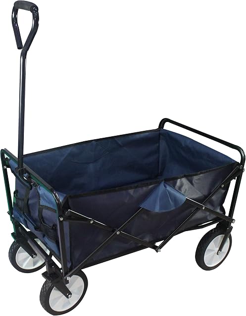 Heavy Duty Folding Wagon Cart Utility Garden Cart Collapsible Outdoor Foldable Trolley Folding Outdoor Utility Wagon Blue