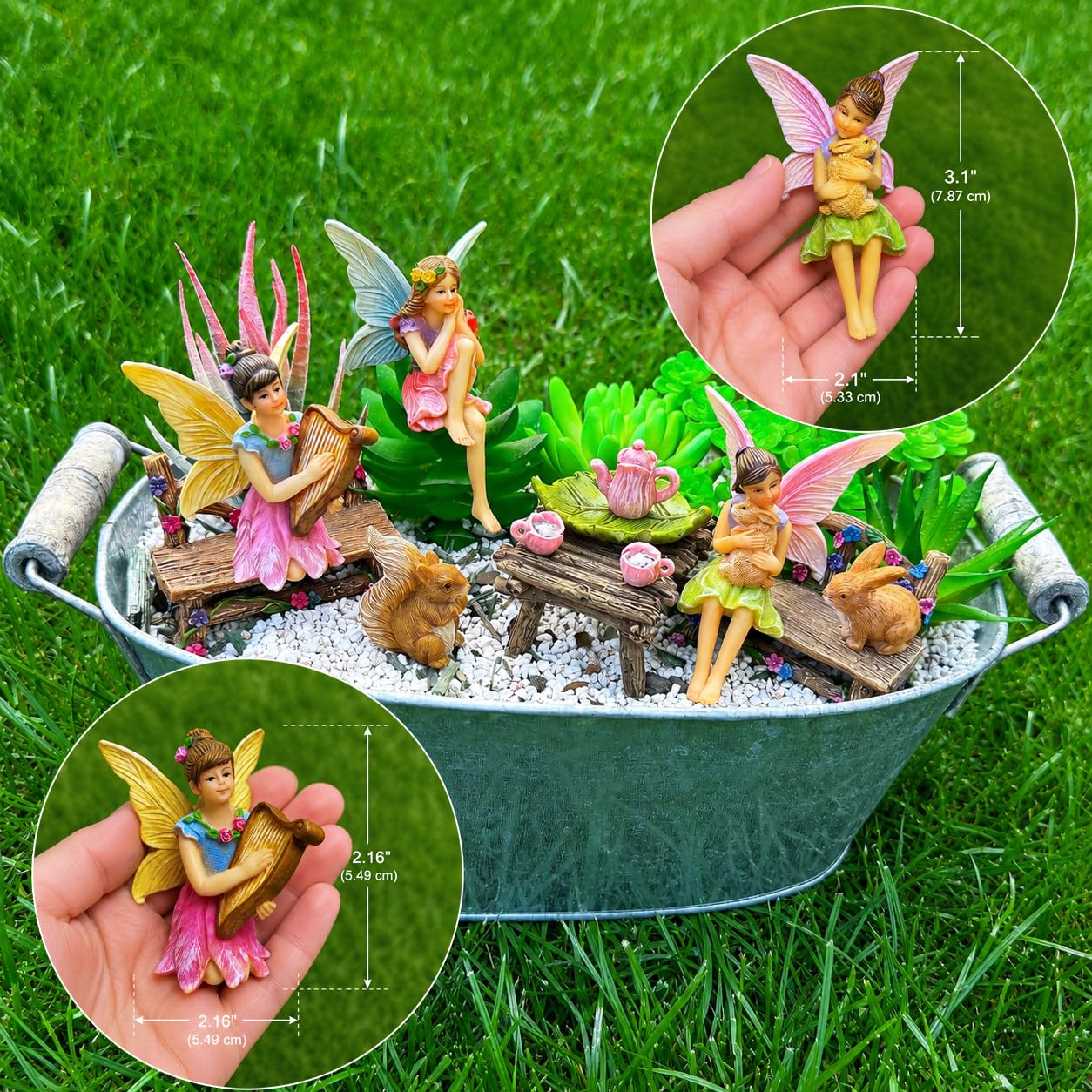 Mood Lab Fairy Garden – Miniatur-Figuren & Zubehör Starter-Set – Feengarten-Set mit 12 Stück – Outdoor- oder Hausdekoration