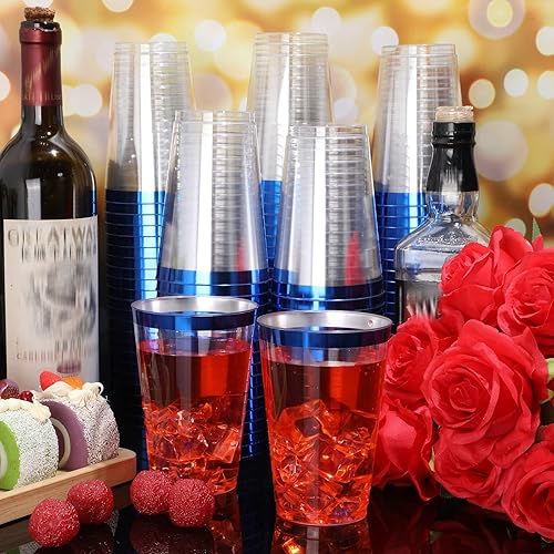 Miniatura 5 de Norme 50 vasos de plástico con borde de 14 onzas, vasos transparentes desechables con borde, soporte para bebidas de vacaciones 2026, recipiente de