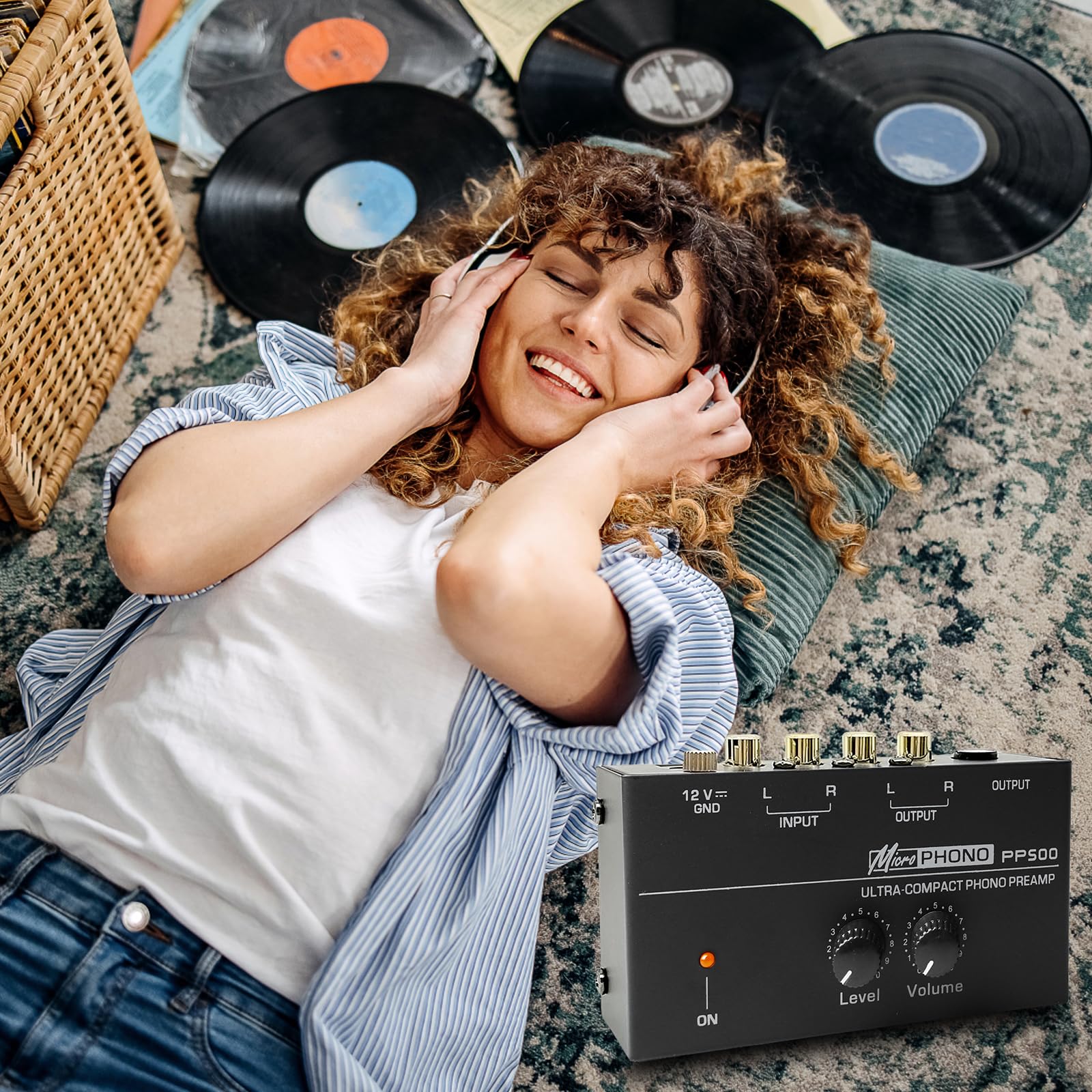 Sporgo Giradischi Phono Preamplificatore MM RCA Ingresso Uscita Stereo Amplificatore