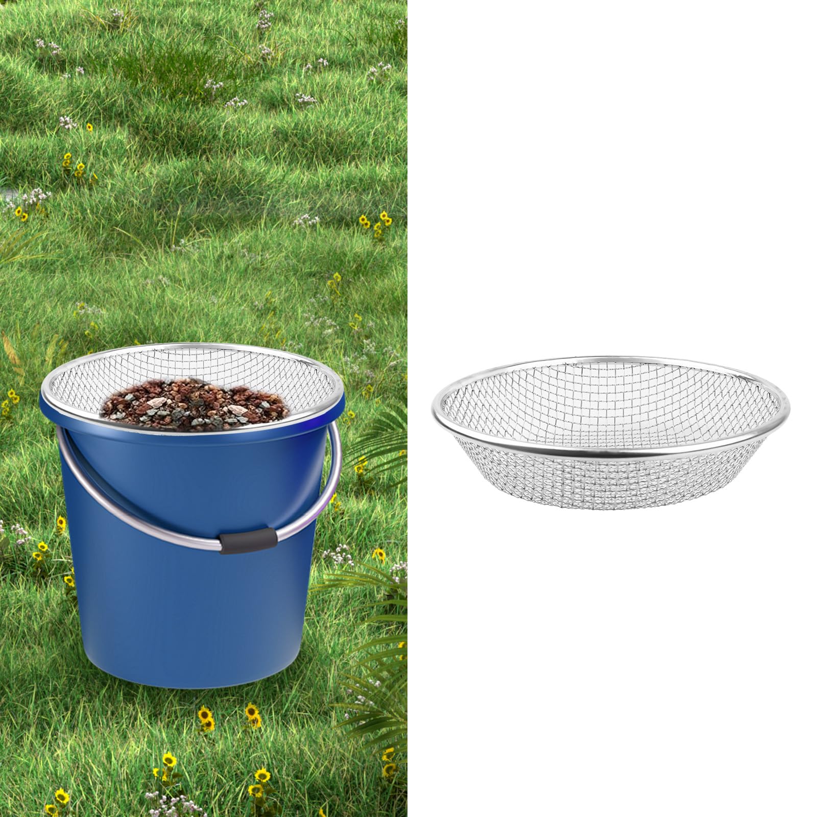 Soil, Sand, and Compost Sifter for Gardening – Sieve for Rocks, Dirt, and Organic Material – Fits 5-Gallon Buckets-1/4 in Aperture
