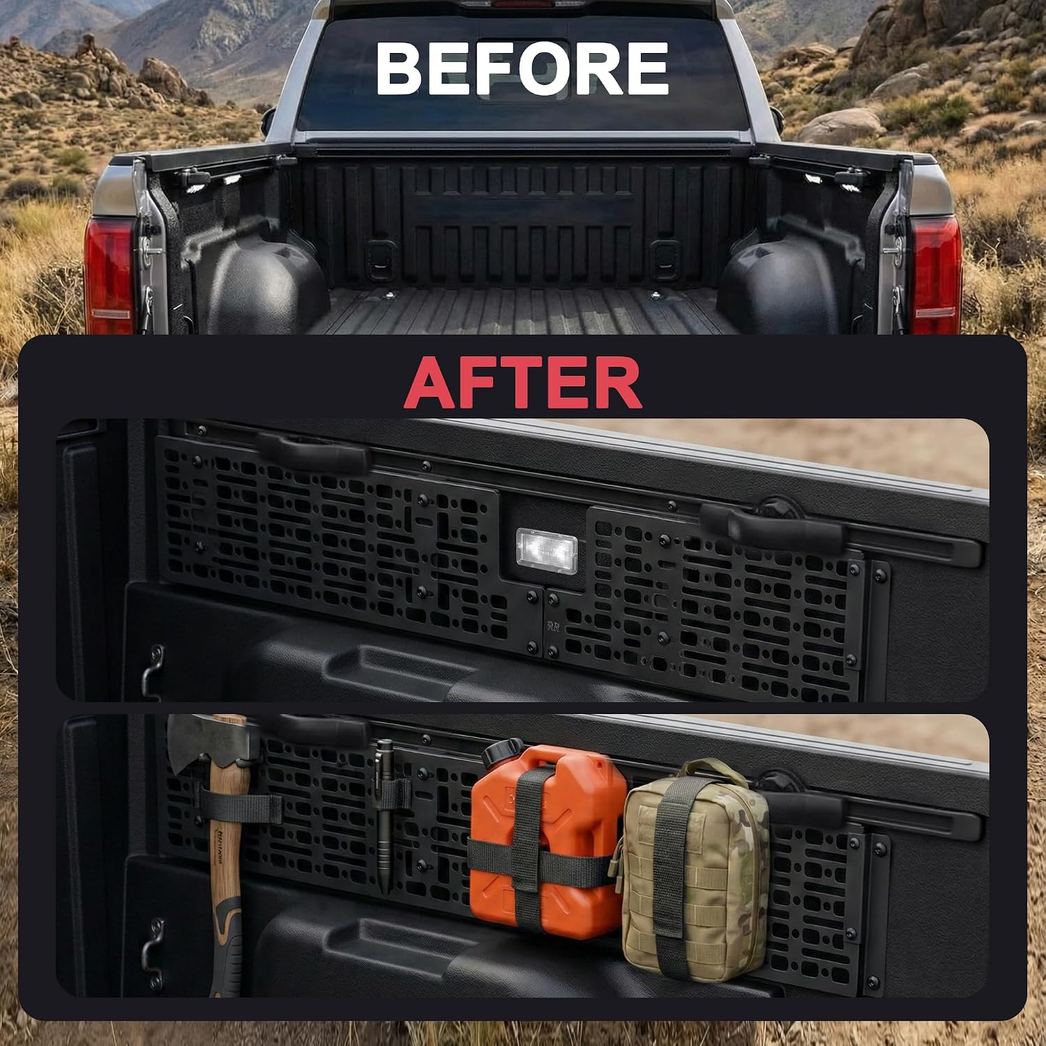 5FT Side Bed Molle Panel Fit for Toyota Tacoma 2024 2025 2026 Truck Bed Cargo Storage Organizer Rack, MOLLE Panel System, Tacoma Accessories, Only Fit for Tacoma TRD Pro/Limited/Trailhunter
