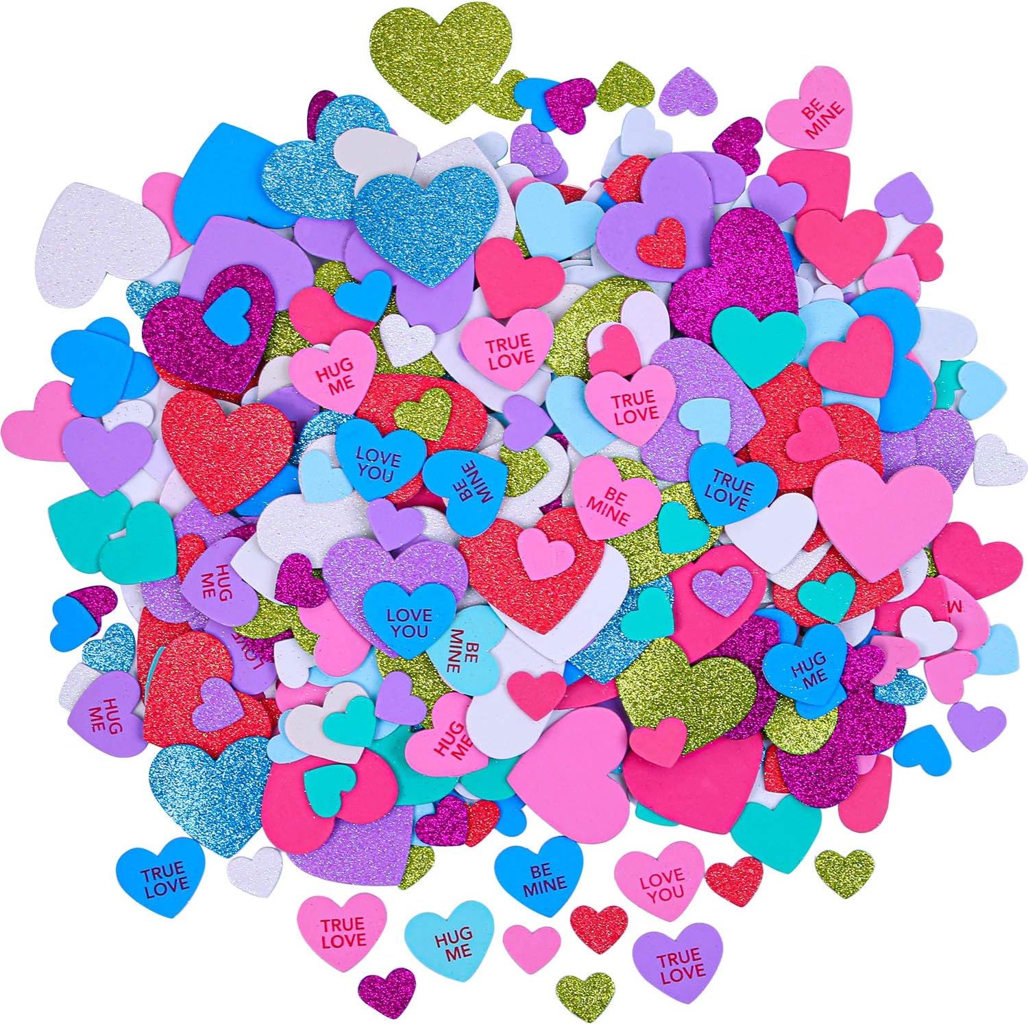 Ruisita 500 Pieces Foam Hearts Stickers Valentine's Day