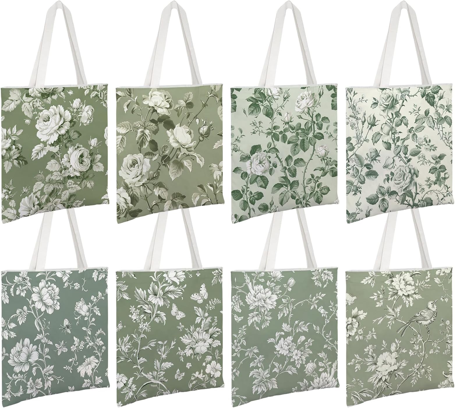 Floral Canvas Tote Bag for Women Chinoiserie Tote Bag Aesthetic Reusable Grocery Bags for Travel Shopping