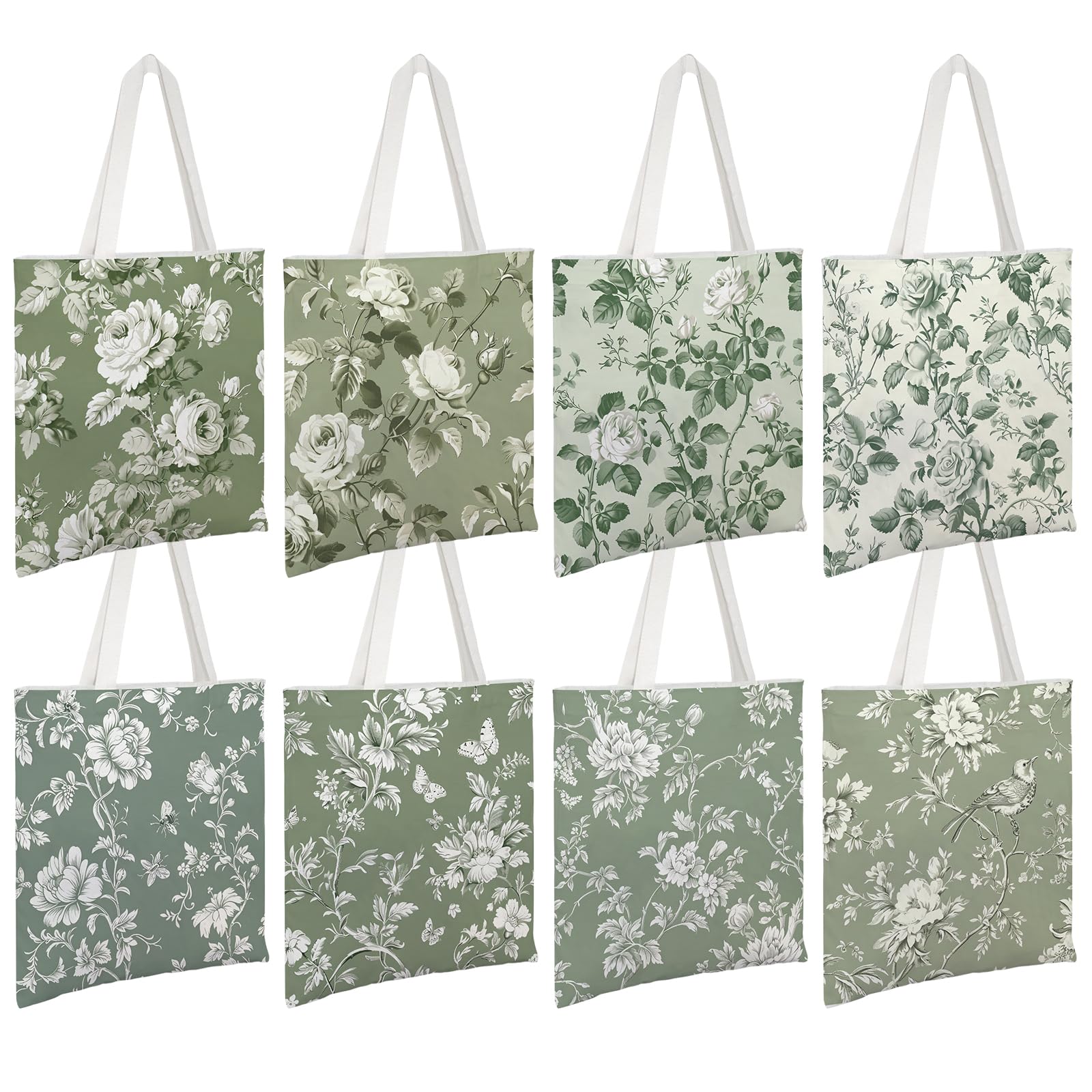 Kuabiz Floral Canvas Tote Bag for Women Chinoiserie Tote Bag Aesthetic Reusable Grocery Bags for Travel Shopping