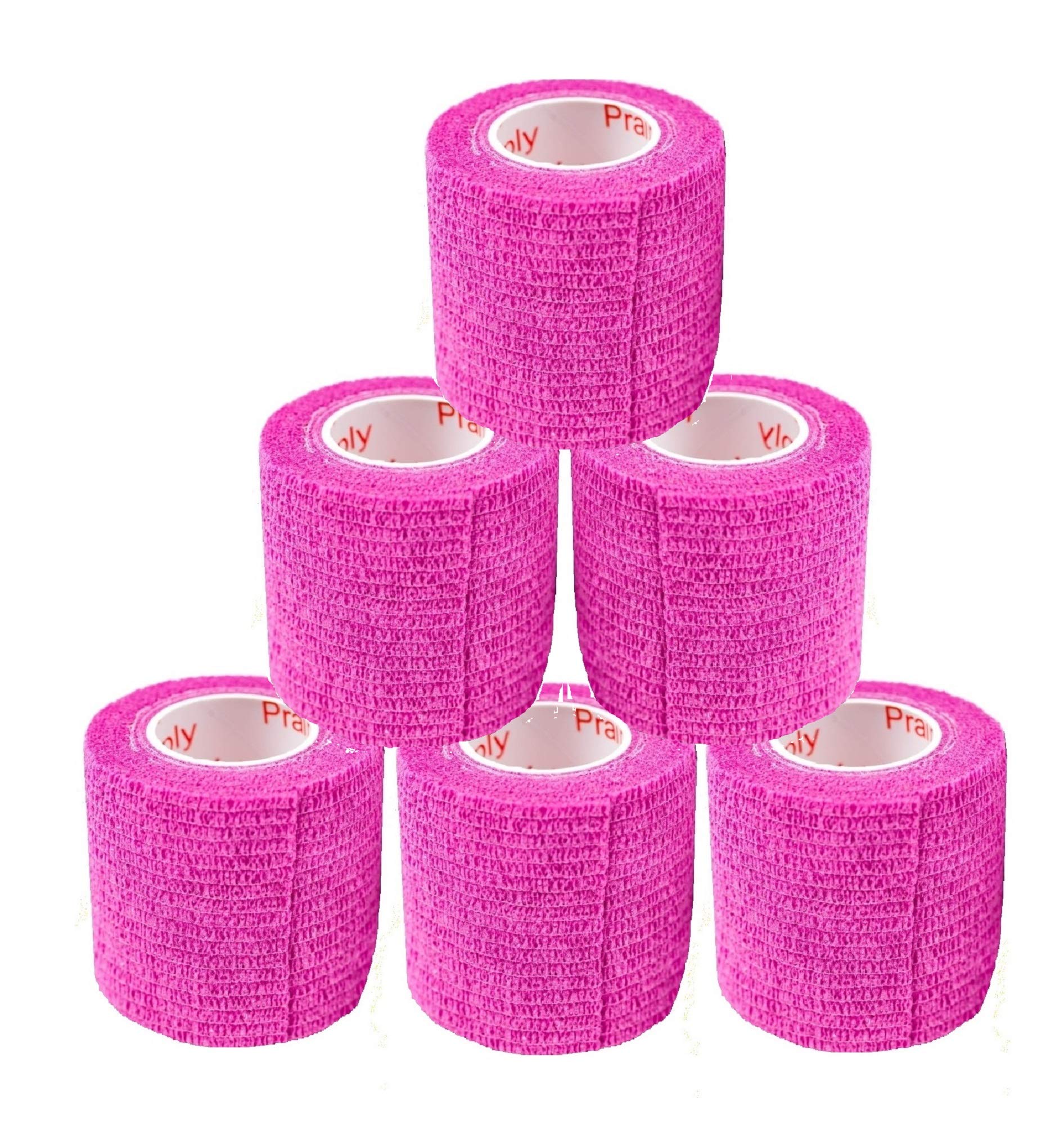 2 Inch Self Adhesive Medical Bandage Wrap Sport Tape (Plum) (6 Rolls) Self Adherent Cohesive First Aid Sport Flex Wrist Ankle Knee Sprains and