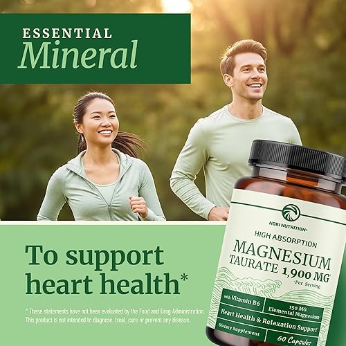 Miniatura 4 de Taurato de magnesio de 1900 mg  Apoyo para la salud del corazón y la relajación  150 mg de magnesio elemental por porción  Taurato Mag de alta