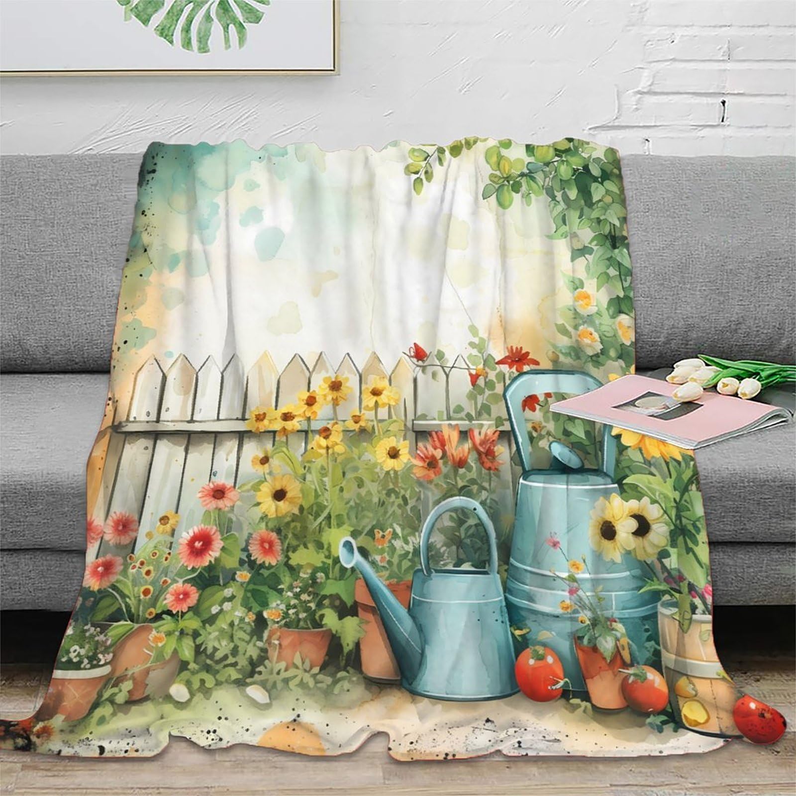 Couverture cadeau emménagement plaid aquarelle original pour nouveaux locataires