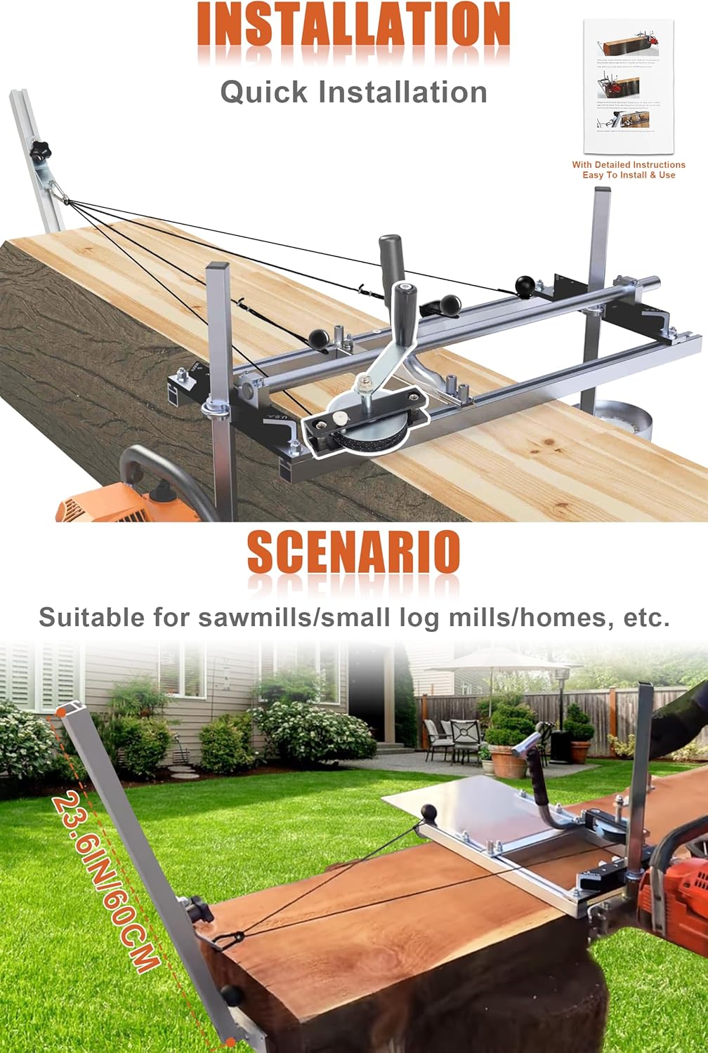 Podoy Chainsaw Mill Winch Kit for Chain Saw Milling Winch System with Lever Arm Anchor System Efficient Chainsaw Accessories Cut Smoother and Save Effort