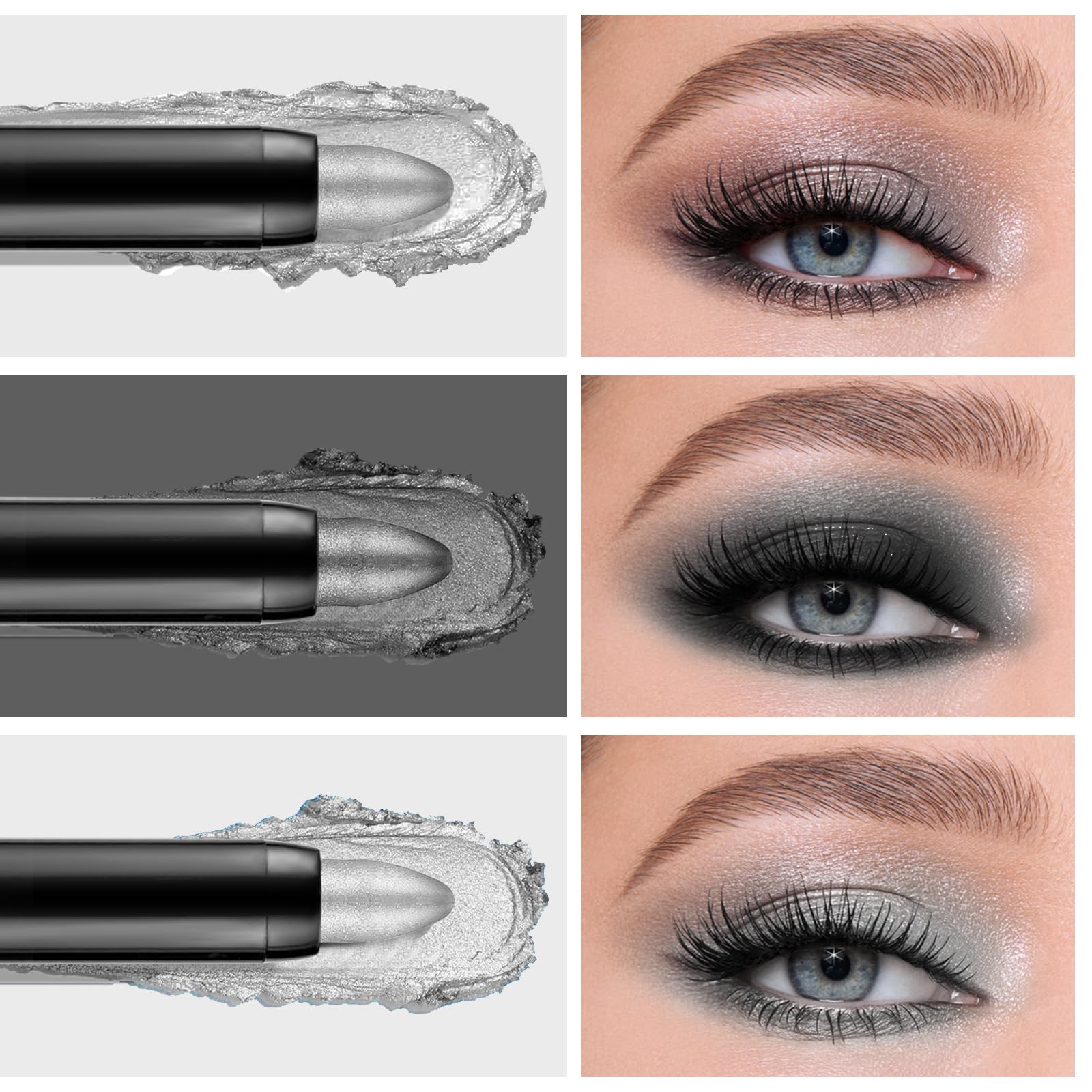 Boobeen 3PCS Cream Eyeshadow Pencil Crayon Waterproof Eyeshadow Brightener Stick Shimmer Eyeshadow Pen Create Glitter Eye Makeup - Image 2