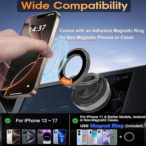 Miniatura 5 de Soporte para teléfono, soporte de teléfono para automóvil para MagSafe, soporte magnético de succión al vacío, montaje para tablero de automóvil,