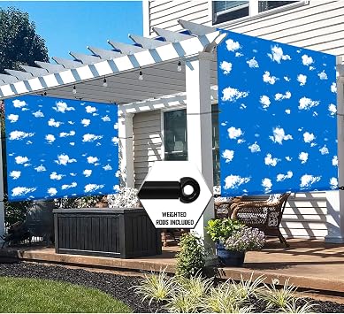 TANG 13 x 10 Outdoor Universal Pergola Replacement Cover Canopy Waterproof Sun Shade Panel Shade Screen with Grommets Weight Rods for Patio Backyard Blue Sky