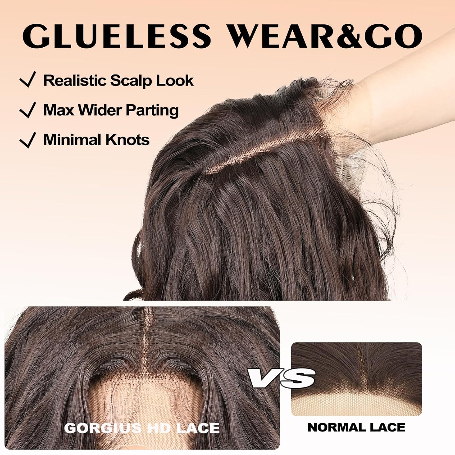 Glueless Curly Lace Front Wigs for Women Pre Plucked Middle Part Closure Wig 22 Inch Pre Layered Brown Synthetic Lace Front Wigs natural 4A curls Wear And Go Long Curly Wig for Women