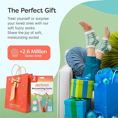 Miniatura 32 de ZenToes Calcetines hidratantes para tratamiento de talón agrietado, vitamina E, aceite de oliva y aceite de jojoba, calcetines de talón para Guepardo