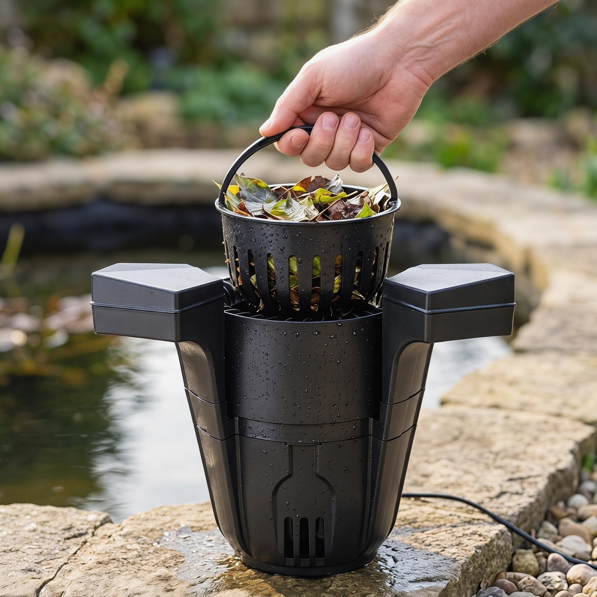 Skimmer galleggiante per laghetto con pompa, pulitore automatico per piscine e giochi d'acqua, include cavo di alimentazione da 10 m