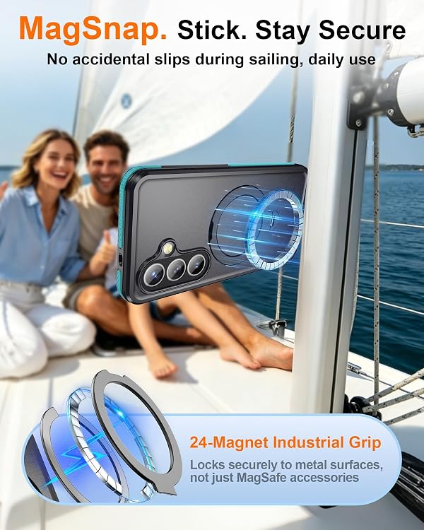 WIFORT for Samsung Galaxy S26 Waterproof Case, Built-in 360 Kickstand/Screen Protector/Fit for Magsafe, Heavy Duty Military Rugged Full Water Proof Case with Magnetic Ring Stand, 6.3" Teal by WIFORT - Used condition - Image 4