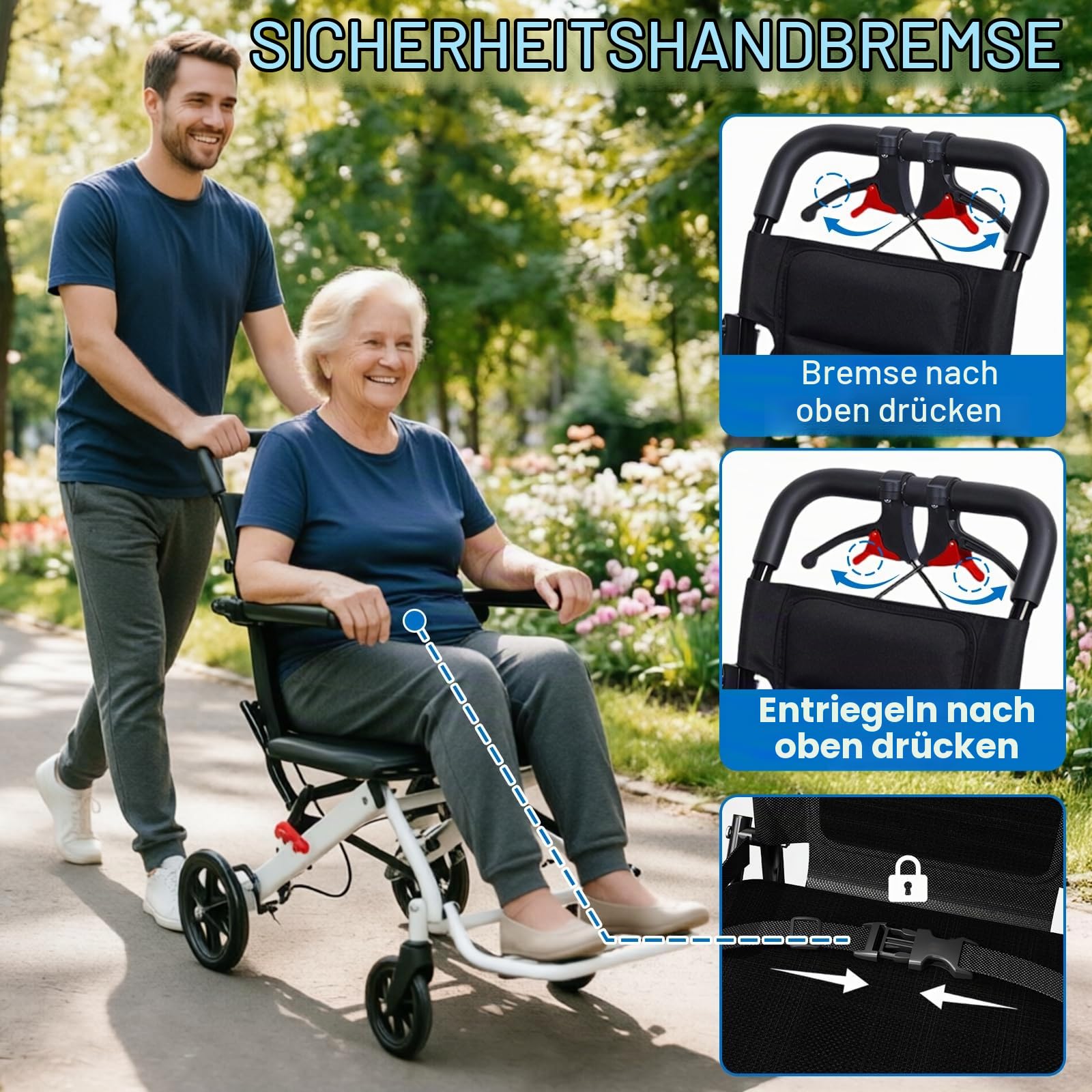 Ultraleichter Faltbarer Rollstuhl 8.2kg Tragbarer Rollstühle