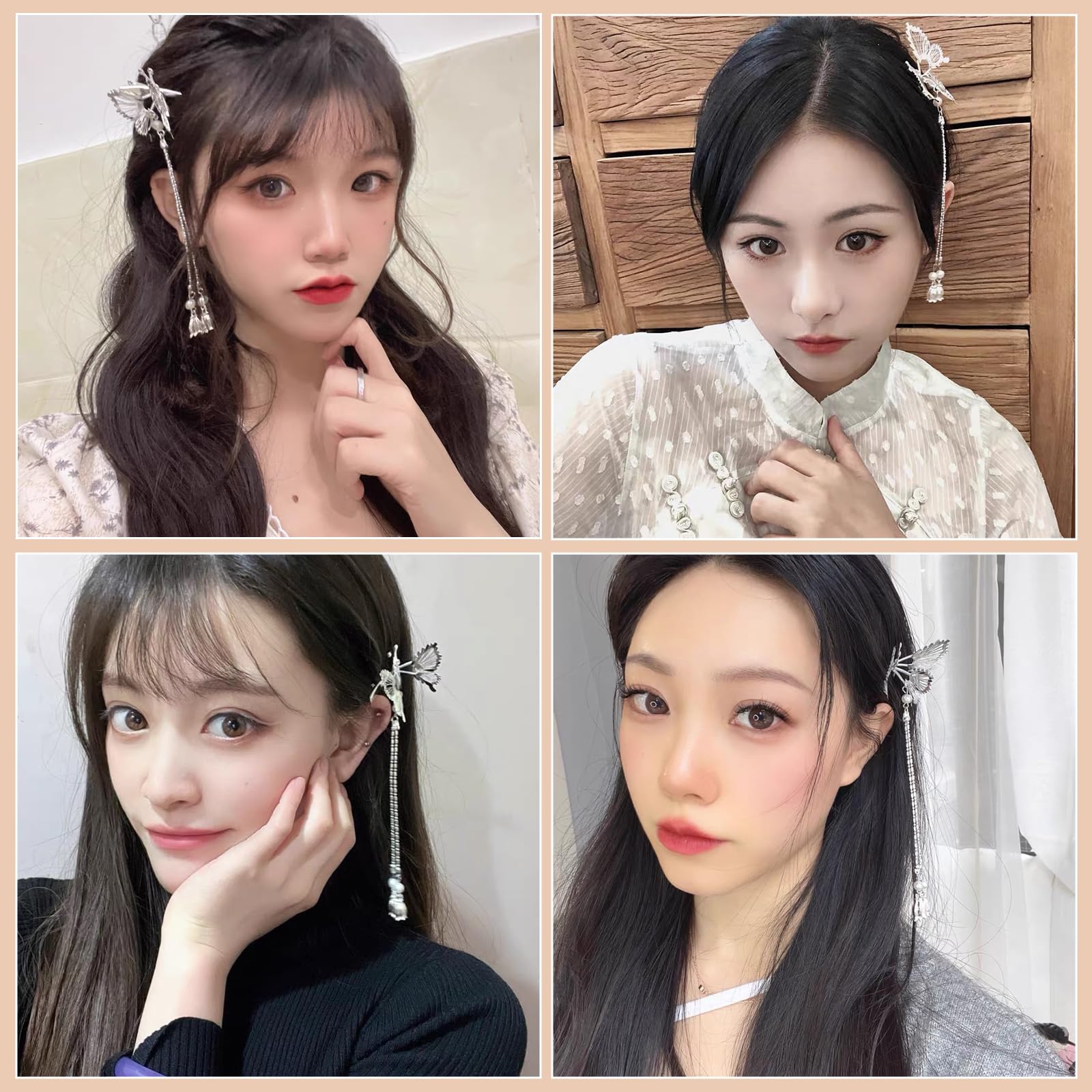 Amazon.co.jp: ZHEJIA 蝶 ヘアクリップ【2個セット】 蝶 ヘアピン