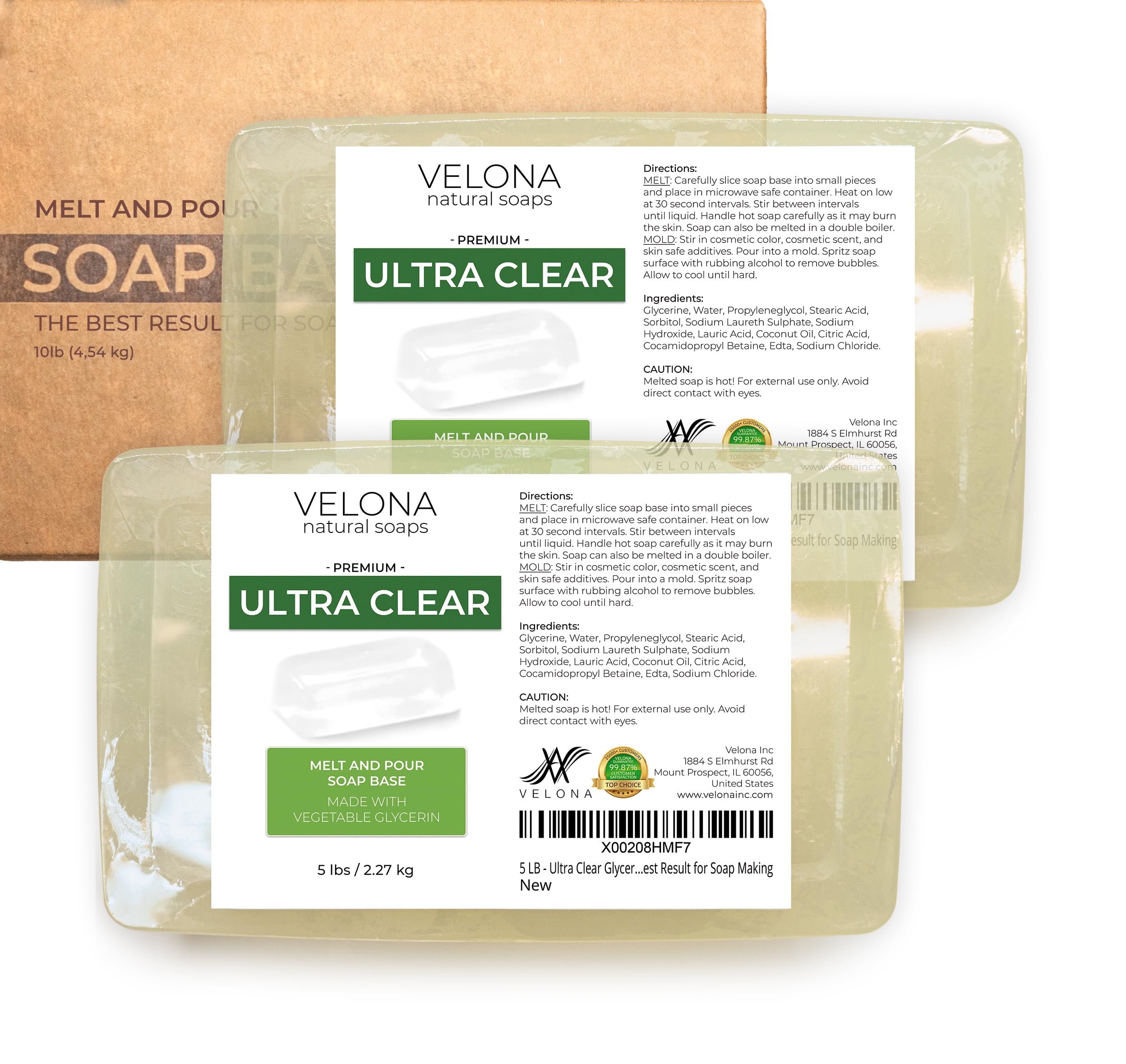 velona 10 lb - Ultra Clear Glycerin Soap Base, Melt & Pour, Transparent