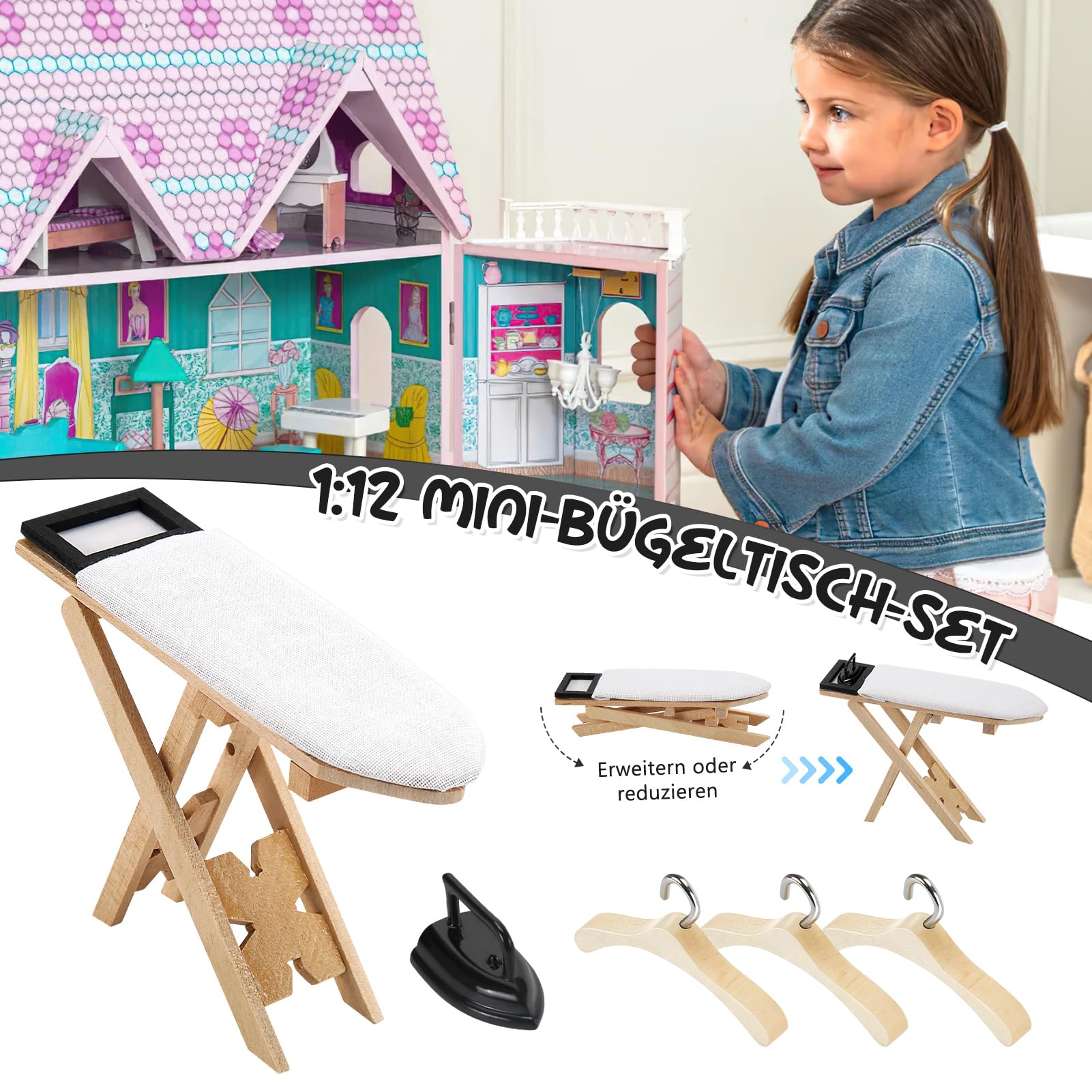 Miniatur Bügeleisen Set - Wichtel Zubehör Für Puppenhäuser 1:12