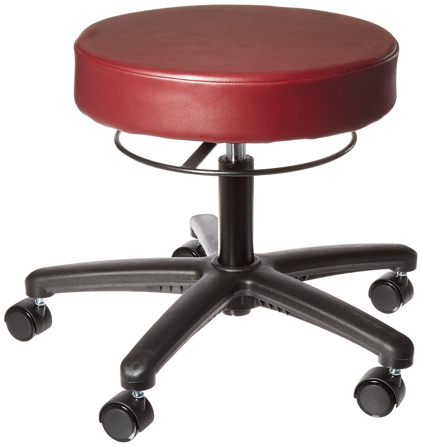 E COM VDHSO-RG-BURGANDY Vinyl Desk Height Stool with Black Nylon Base, With No Back and No Tilt Seat, 19" to 24" Adjustable Height, Burgandy