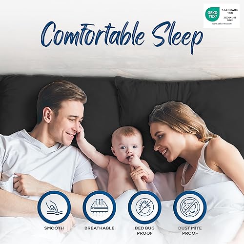 Miniatura 5 de Utopia Bedding Protector de almohada impermeable con cremallera (paquete de 4) negro estándar - Funda de almohada a prueba de chinches de 20 x 26