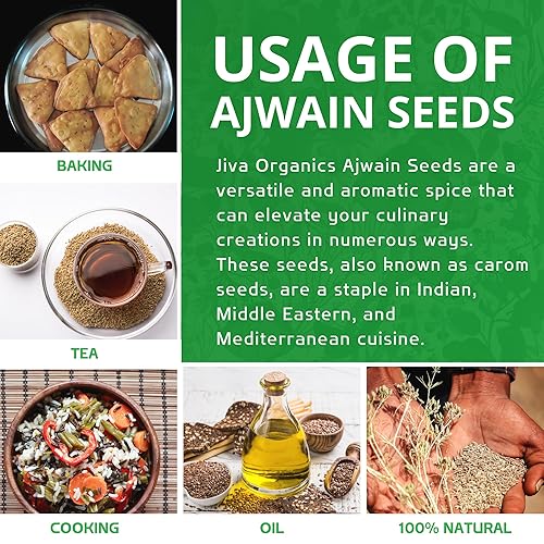 Miniatura 3 de Jiva Organics Bolsa de semillas de Ajwain orgánicas de 7 onzas - Semilla de alcaravana entera Ajamo 100 natural y sin OMG