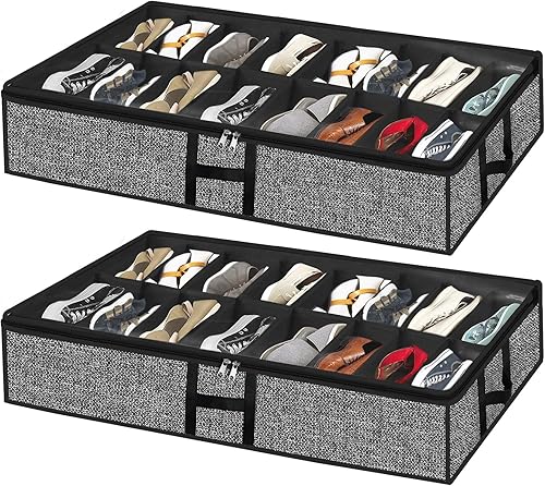 Miniatura 13 de Organizador de almacenamiento de zapatos debajo de la cama para armario, paquete de 2, se adapta a 32 pares de cajas de contenedores de zapatos