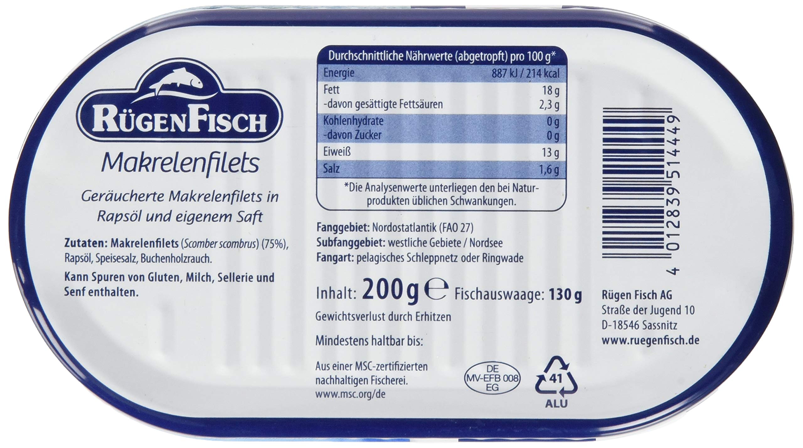 Rügen Fisch Makrelenfilets, 19er Pack (19 x 200 g)