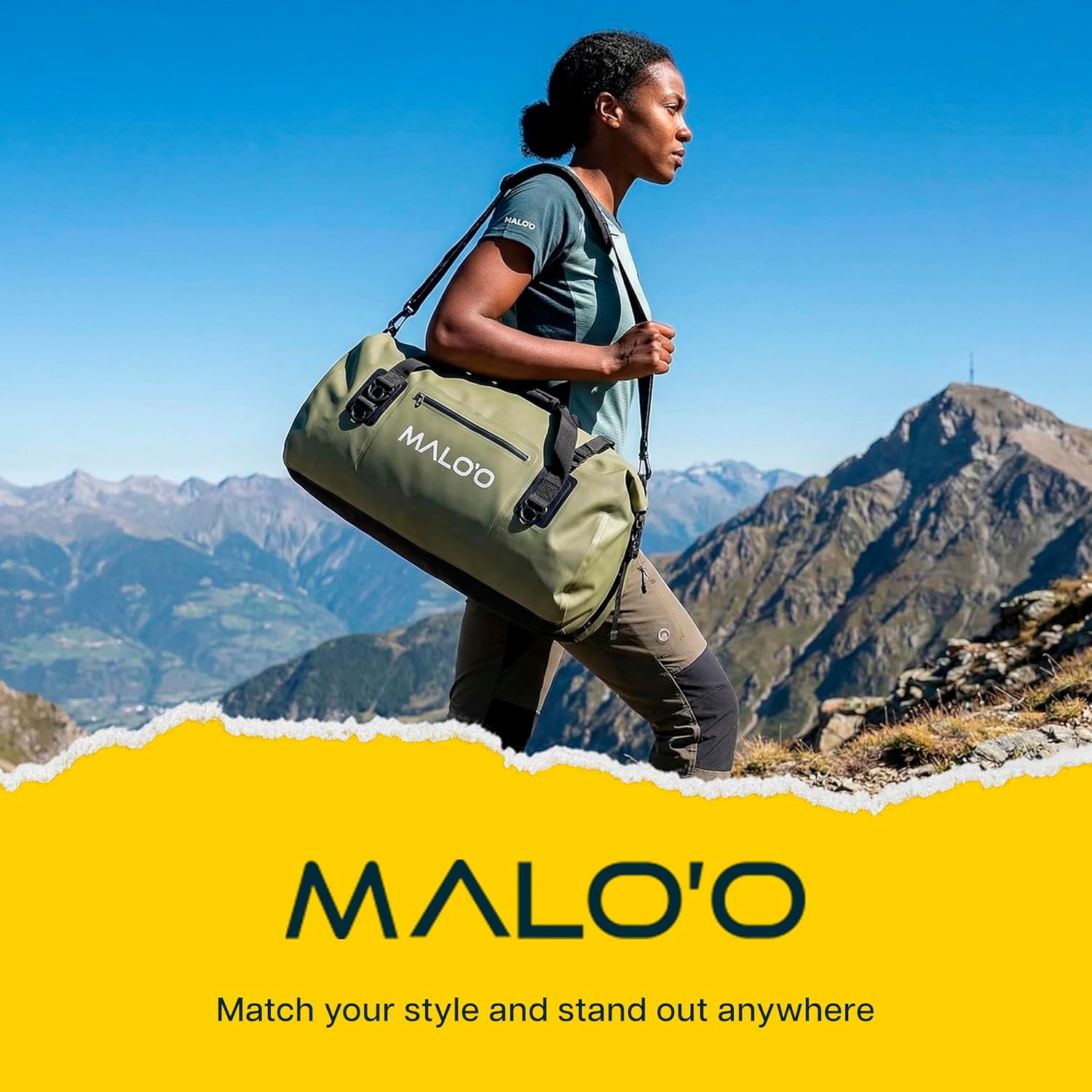 Malo’o Waterproof Dry Duffel, Heavy-Duty Roll Top Waterproof Gear Bag with Shoulder Strap & Molle Loops, Marine Duffel for Kayaking, Boating, Camping, Beach & Travel, Dark Green, 40L - Image 7