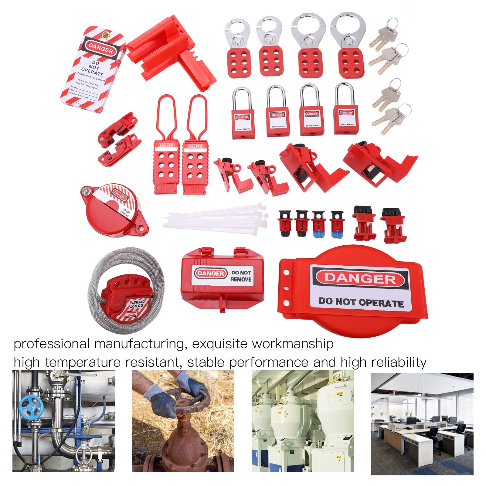Kit di Lockout Tagout Set Pratico Resistente Alle Alte Temperature per Applicazioni di Bloccaggio Elettrico con Cassetta degli Attrezzi per Addetti Alla Sicurezza
