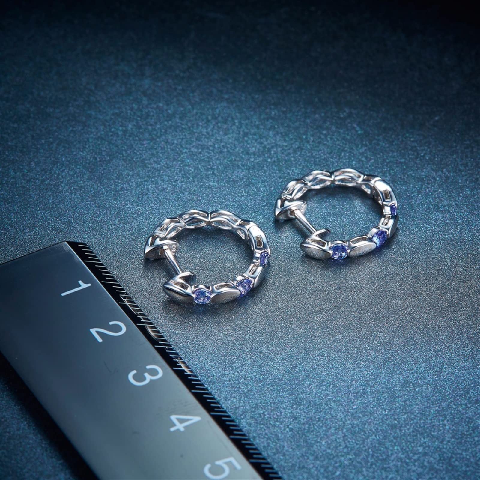 Personalisierte Ohrringe,Modeschmuck,Tansanit-Damen-Ohrstecker,Massives 925Er-Sterlingsilber,Lila Edelstein,Glänzend,Elegante Anhänger-Ohrringe