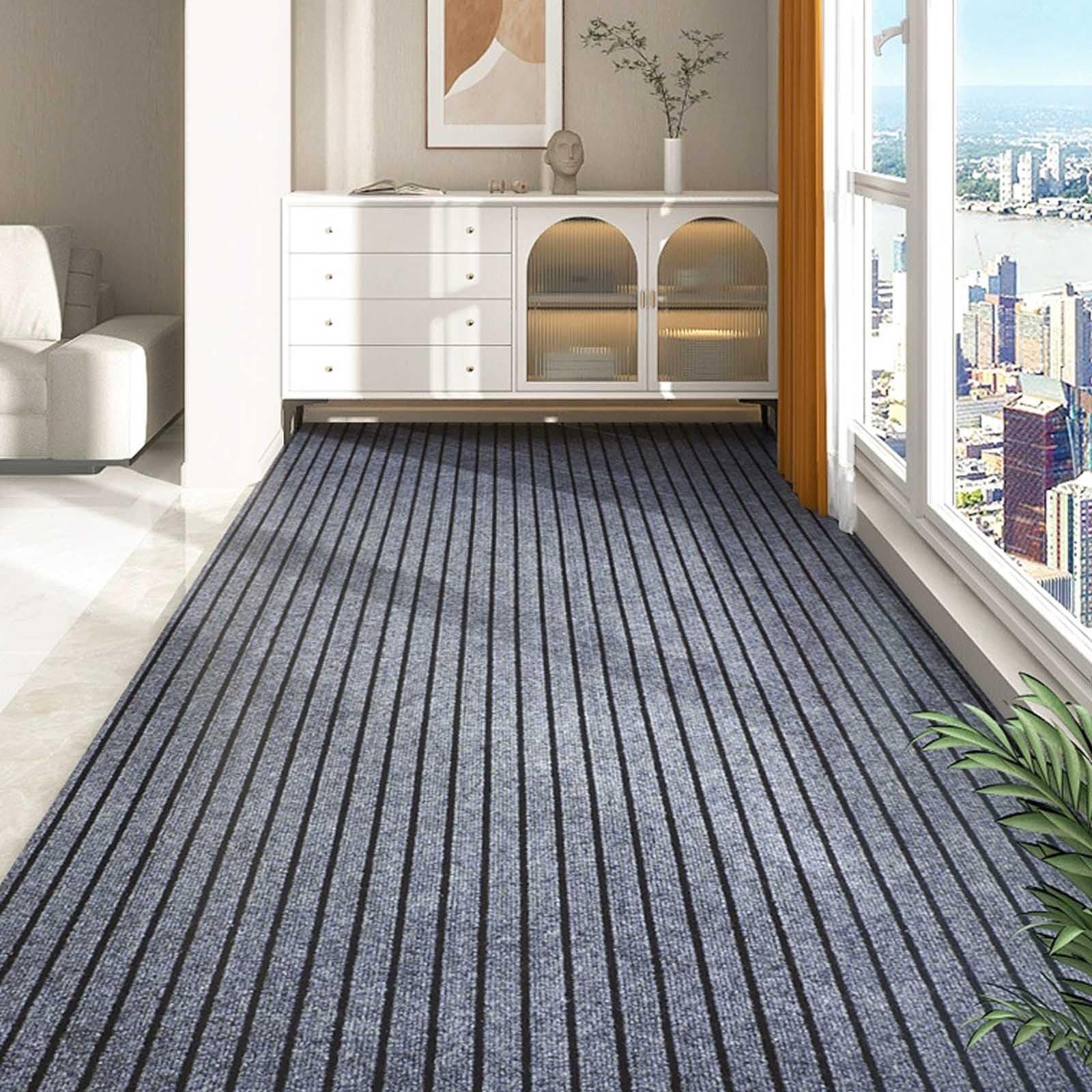 Tapis antidérapant lavable - Avec envers en caoutchouc - Moderne et minimaliste - Pour intérieur/extérieur - Gris - 50 x 120 cm