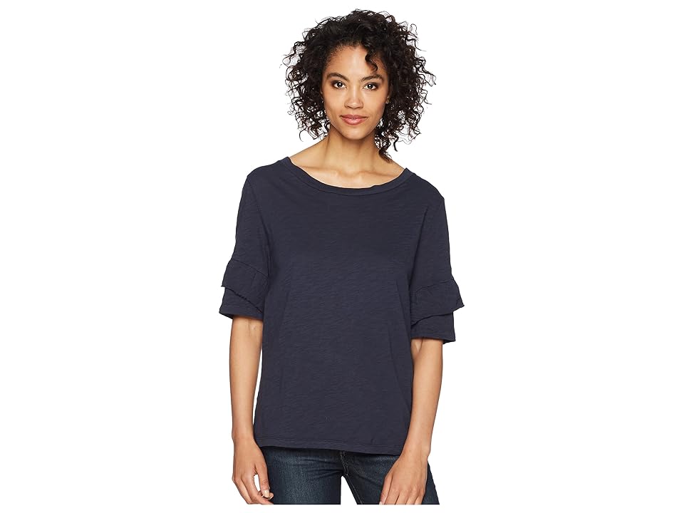 

Dylan by True Grit Soft Slub Ruffle Short Sleeve Tee (Navy) Women's T Shirt