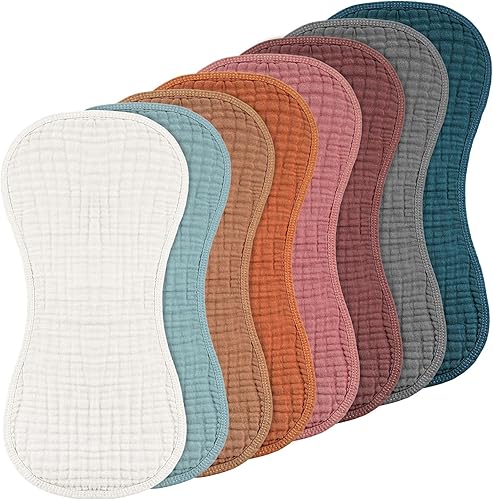 Miniatura 8 de Frienda - Toallitas de muselina para bebé, 8 unidades, de 10 x 20 pulgadas; toallitas de muselina de algodón, multicolor; con 4 capas absorbentes;