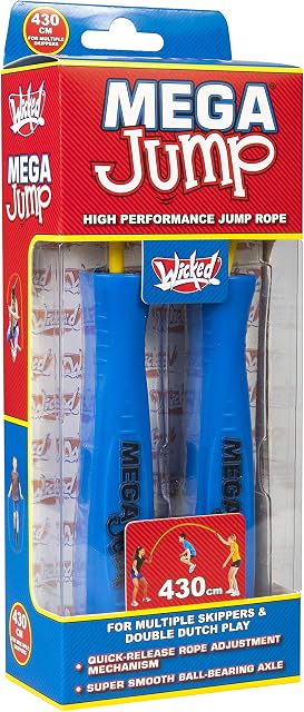 Wicked Mega Jump Double | High Performance Skipping Rope for Multiple Jumpers from Wicked Vision | Up to 430cm Adjustable Rope Length | Ball-bearing Axle | Outdoor Exercise Fun